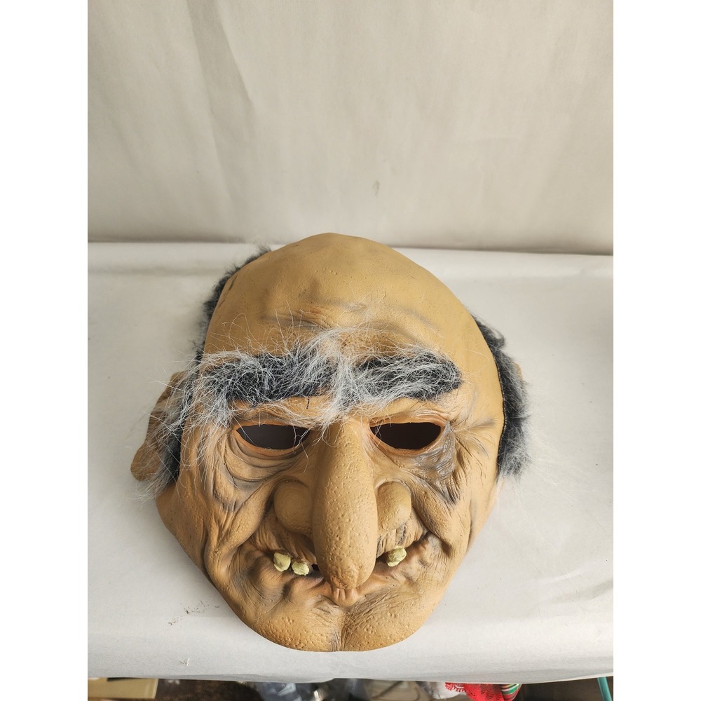 Vintage 2006 PMG Halloween Mask Creepy Old Man Ogre Latex Hair Paper Magic Group